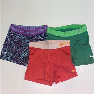 Nike Pro & Under Armour 3” Spandex Bundle